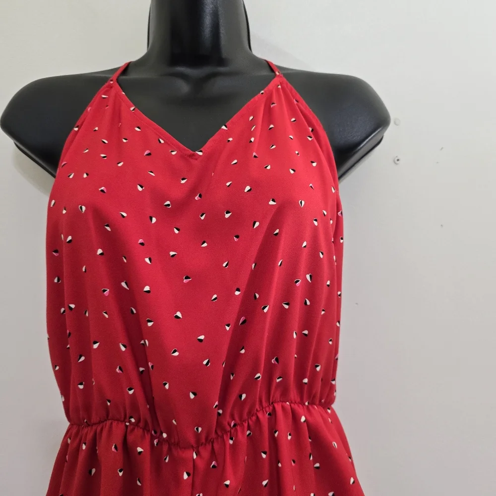 VICTORIA'S SECRET size Small Heart Print Sleep Lounge V Neck Romper Red - Picture 3 of 12